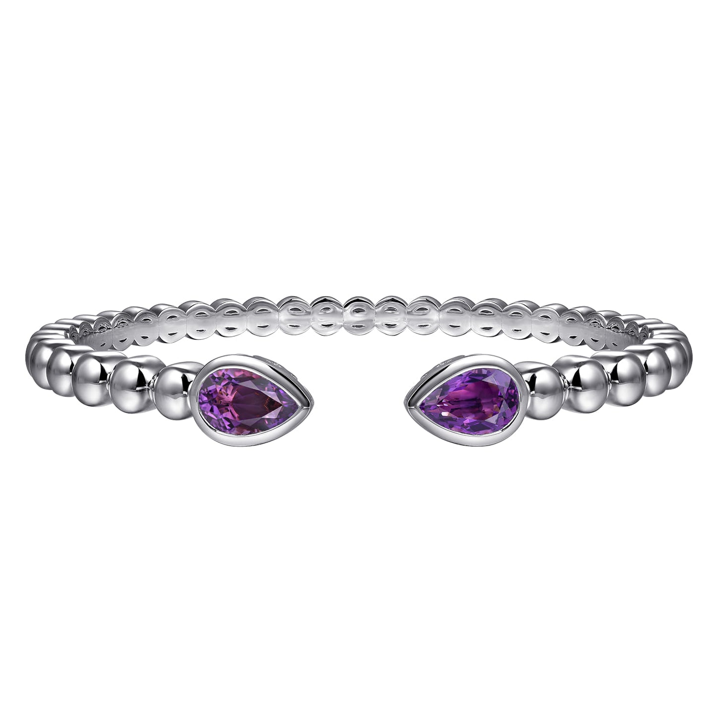 Sterling Silver Bujukan and Pear Shape Amethyst Split Bangle Bracelet