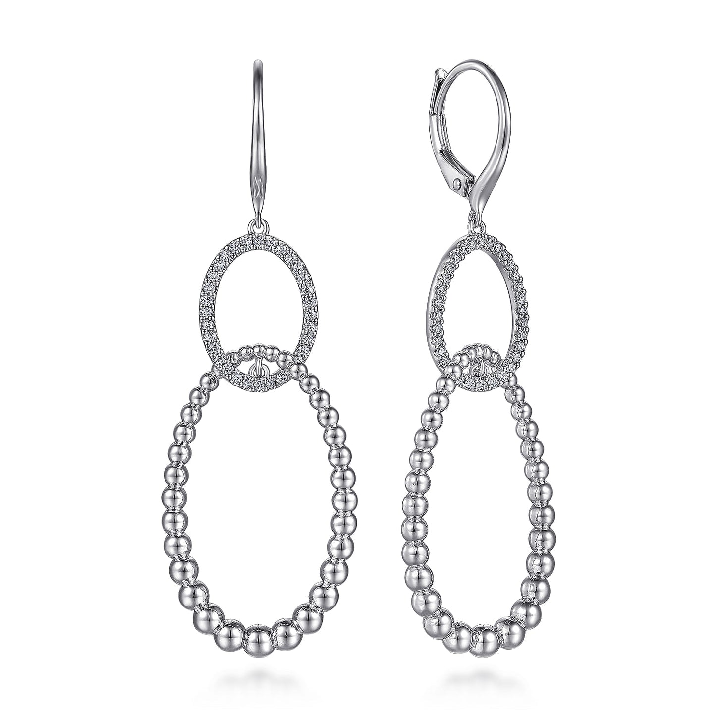 Sterling Silver White Sapphire Bujukan Drop Earrings