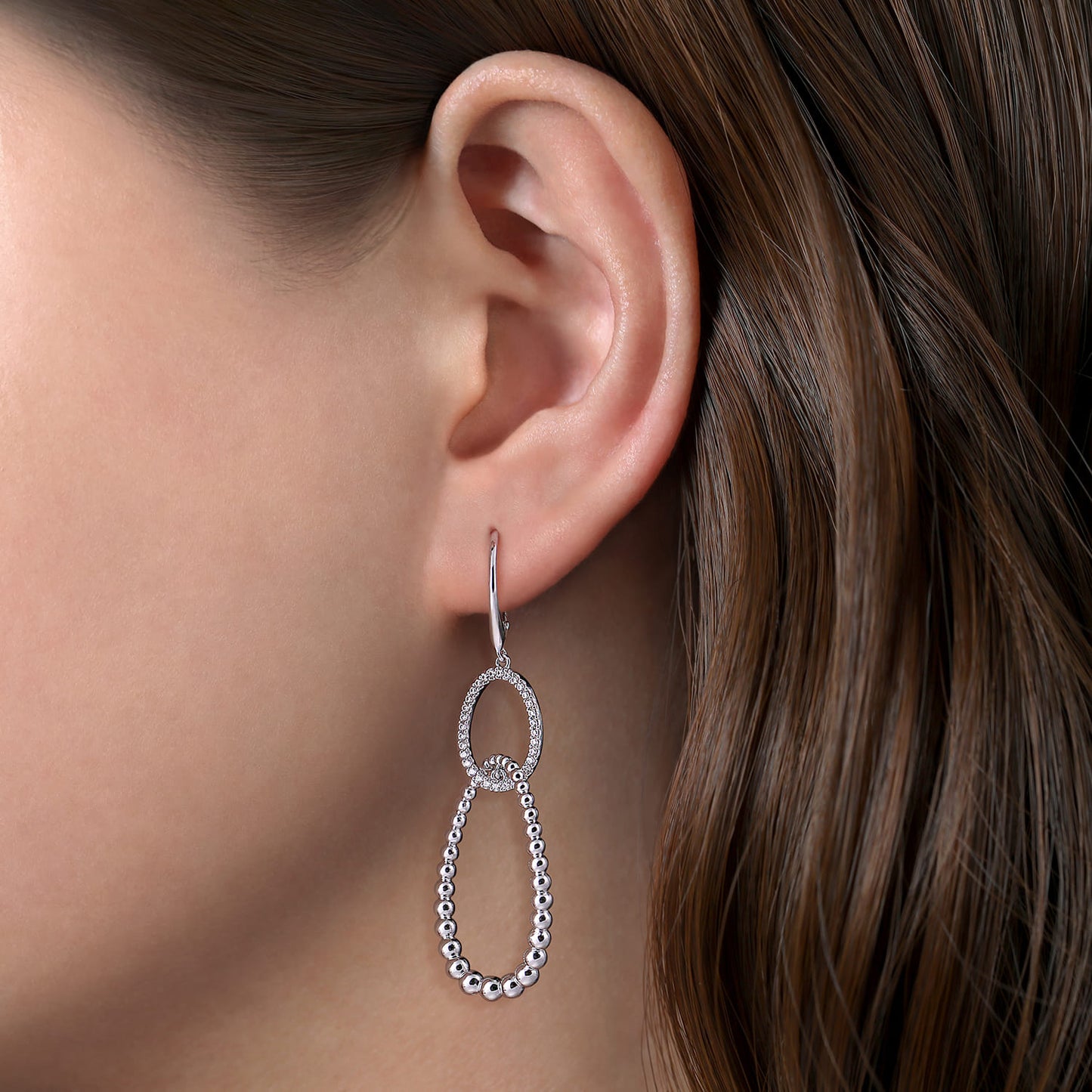 Sterling Silver White Sapphire Bujukan Drop Earrings