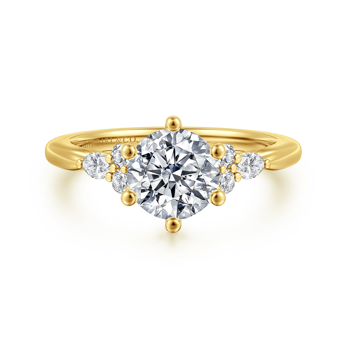 14K Yellow Gold 6 Prong Round Shape Diamond Engagement Ring