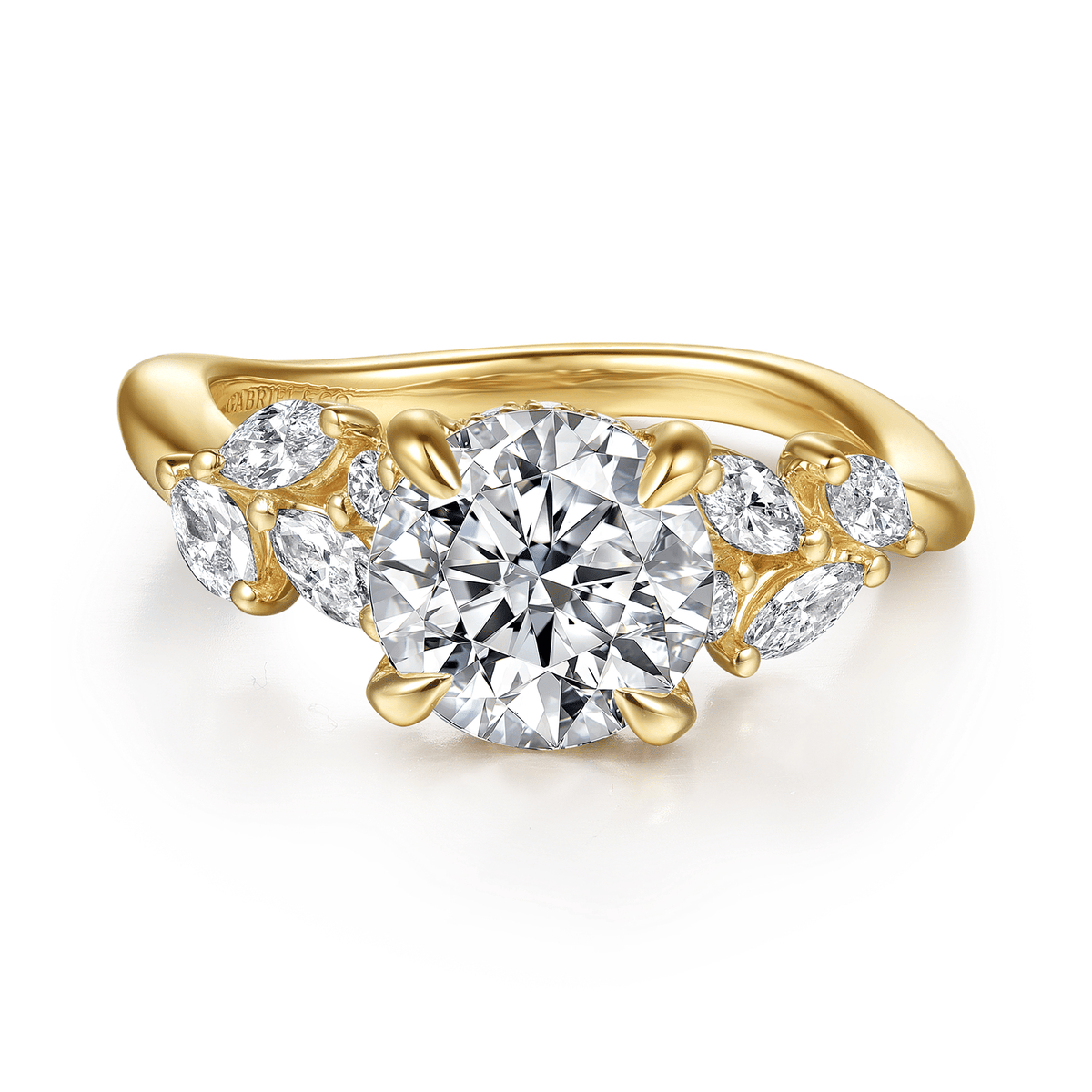 14K Yellow Gold Round Diamond Engagement Ring