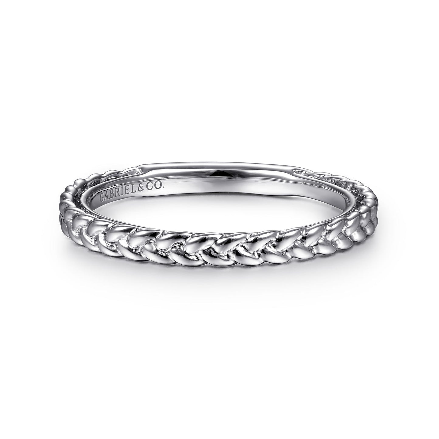14K White Gold Braided Stackable Ring
