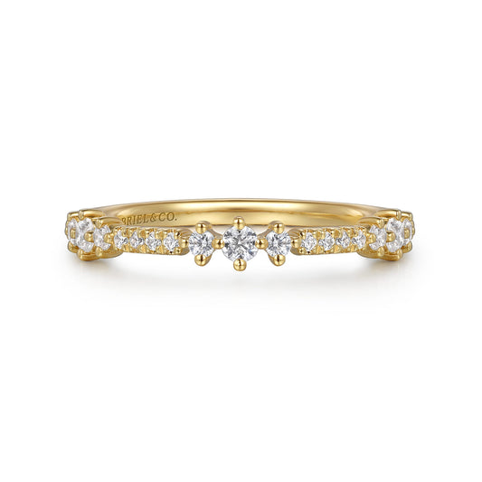 14K Yellow Gold Diamond Stackable Ring.