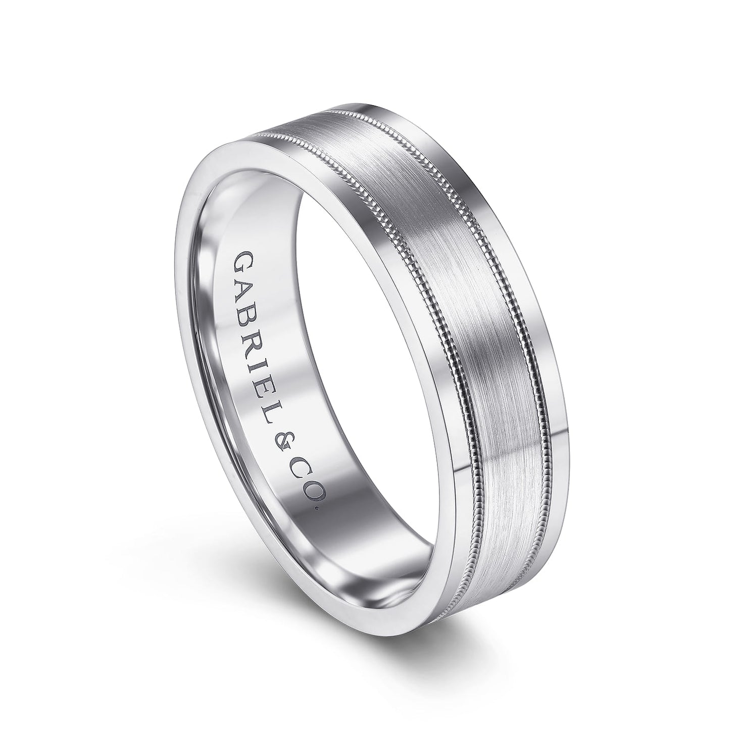 14K White Gold 6mm - Men's Wedding Band in Satin Finish