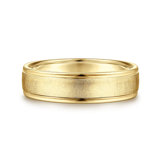 14K Yellow Gold 6mm - Men's Wedding Band in Sandblast Finish