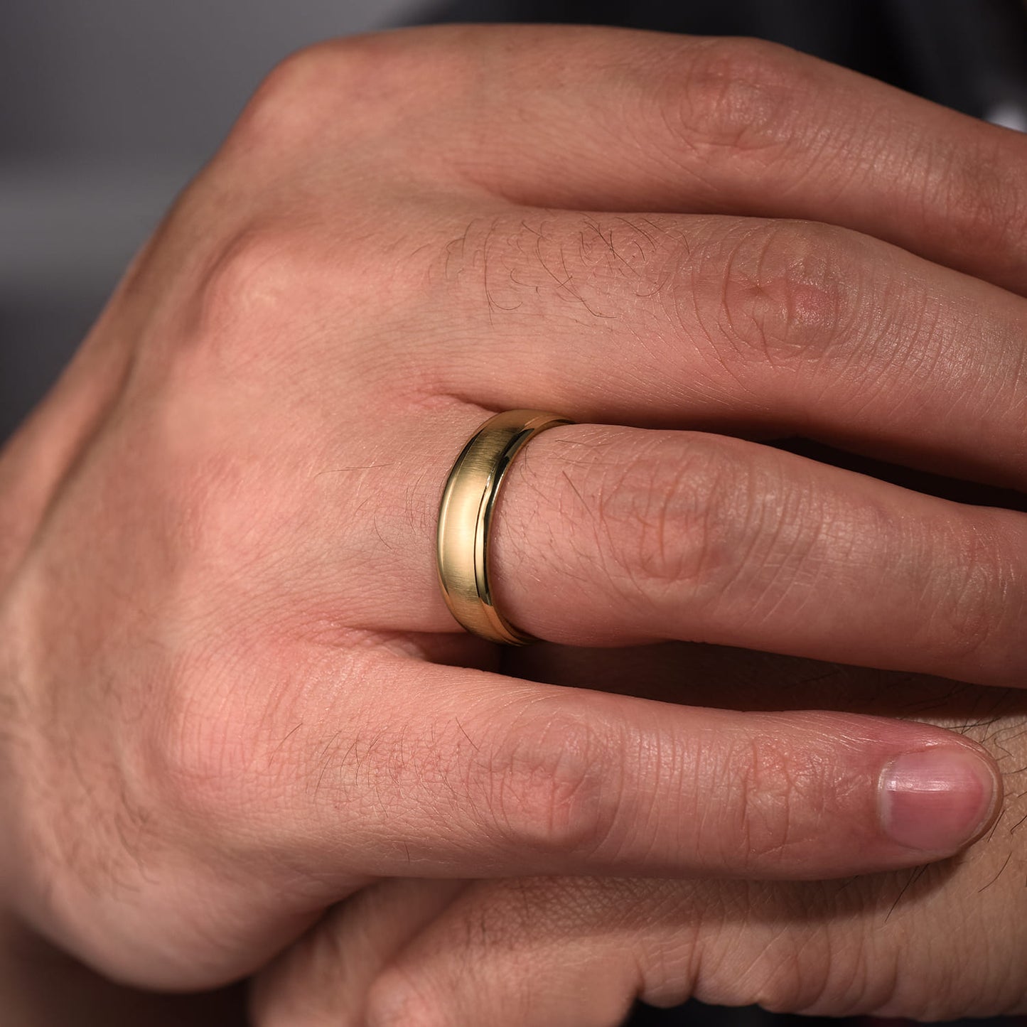 14K Yellow Gold 6mm - Men's Wedding Band in Sandblast Finish