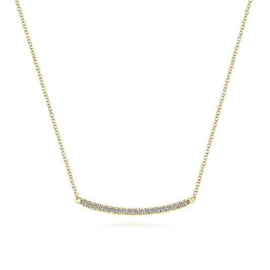 14K Yellow Gold Diamond Bar Necklace