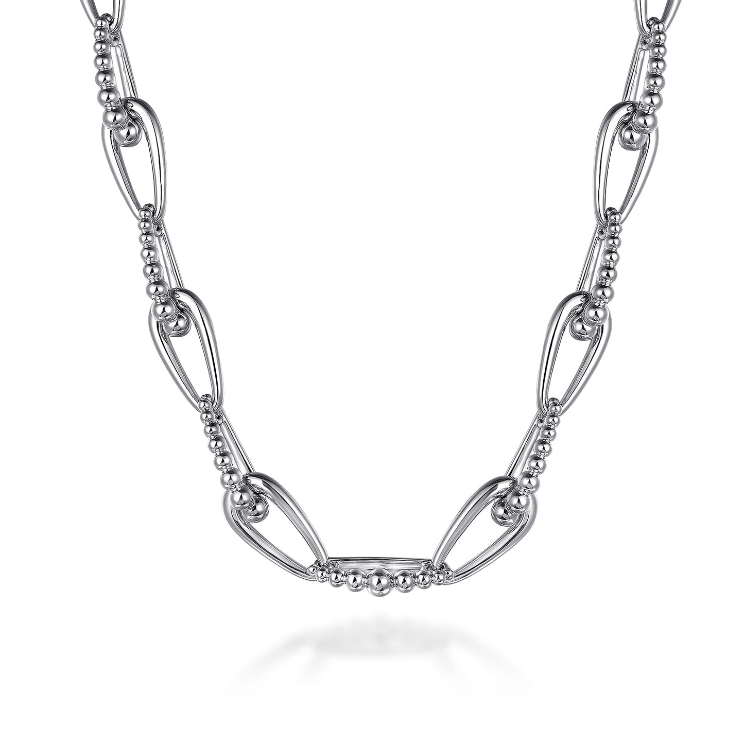 Sterling Silver Oval Link Chain Necklace with Bujukan Connectors