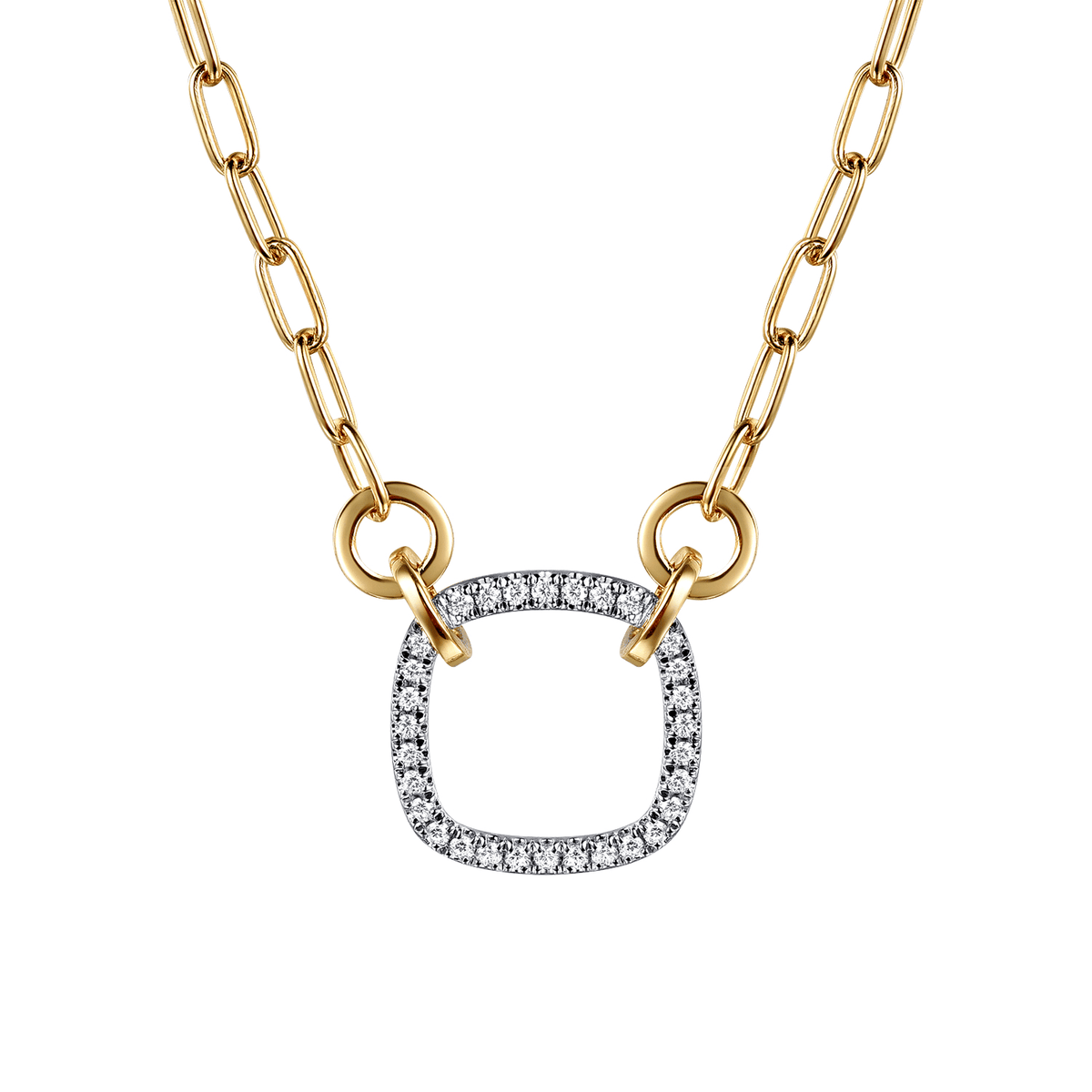 14K White & Yellow Gold Diamond Paperclip Chain Necklace
