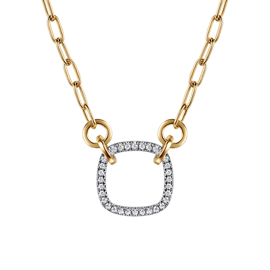 14K White & Yellow Gold Diamond Paperclip Chain Necklace