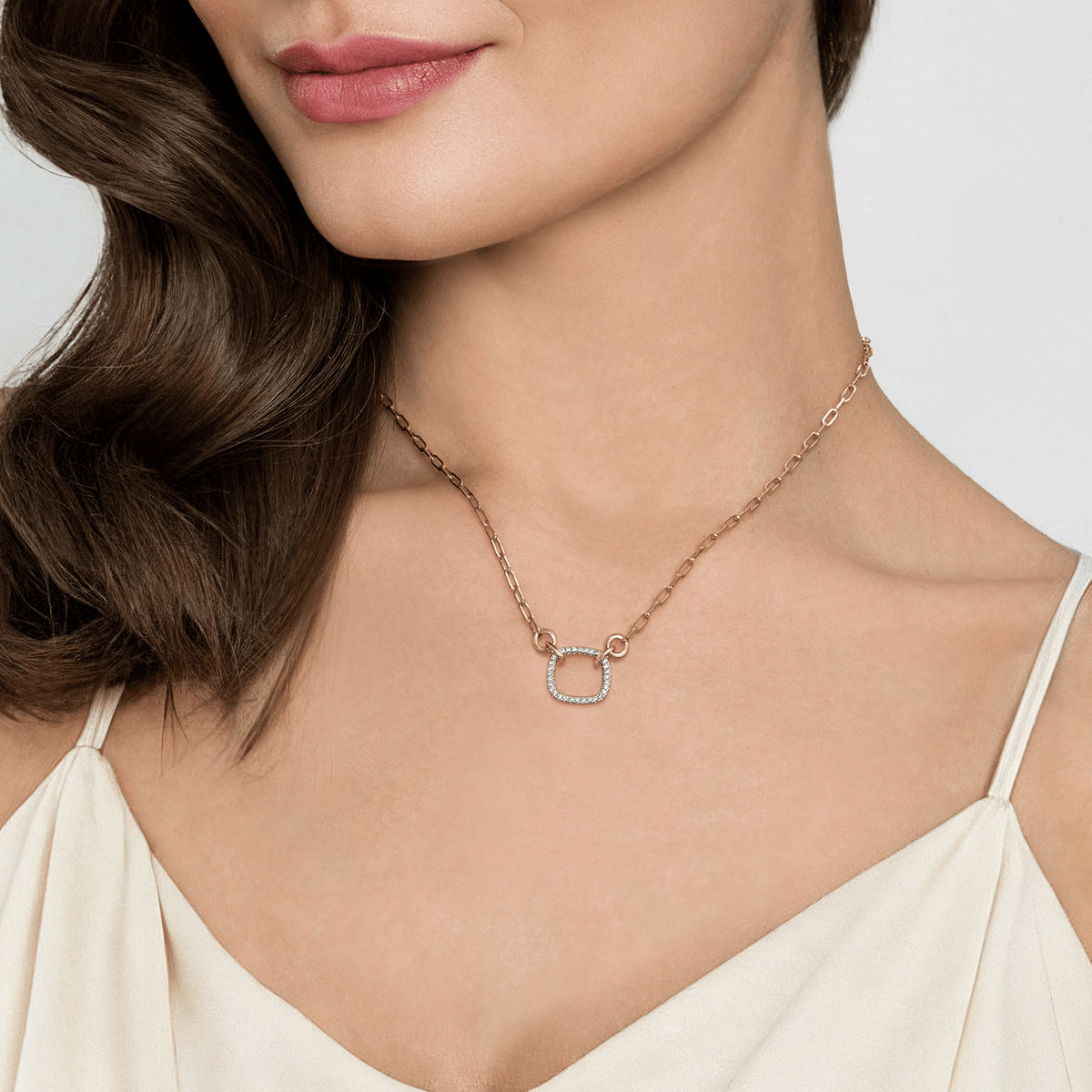 14K White & Yellow Gold Diamond Paperclip Chain Necklace