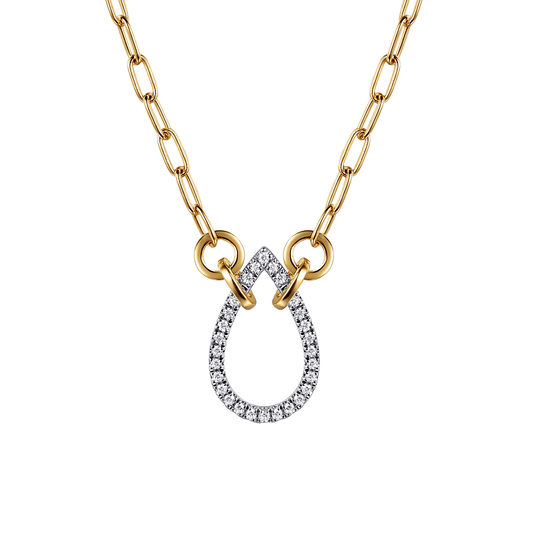 14K White & Yellow Gold Diamond Teardrop Chain Necklace