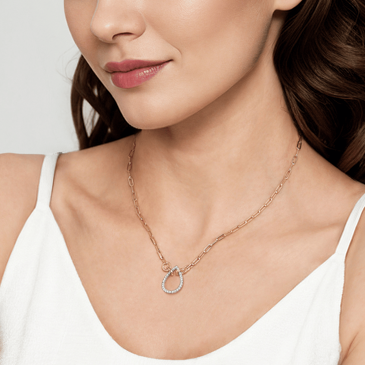 14K White & Yellow Gold Diamond Teardrop Chain Necklace