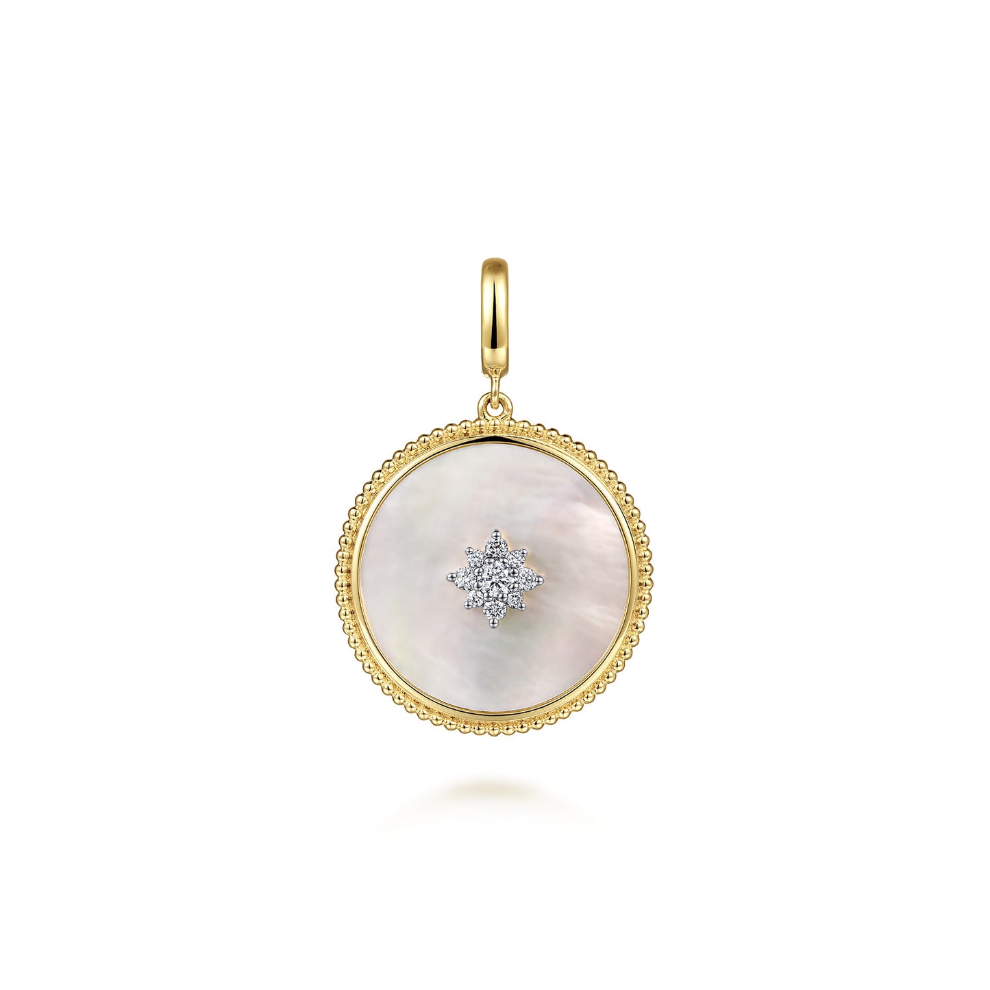 14K Yellow Gold Bujukan Diamond & Mother of Pearl Starburst Medallion Pendant