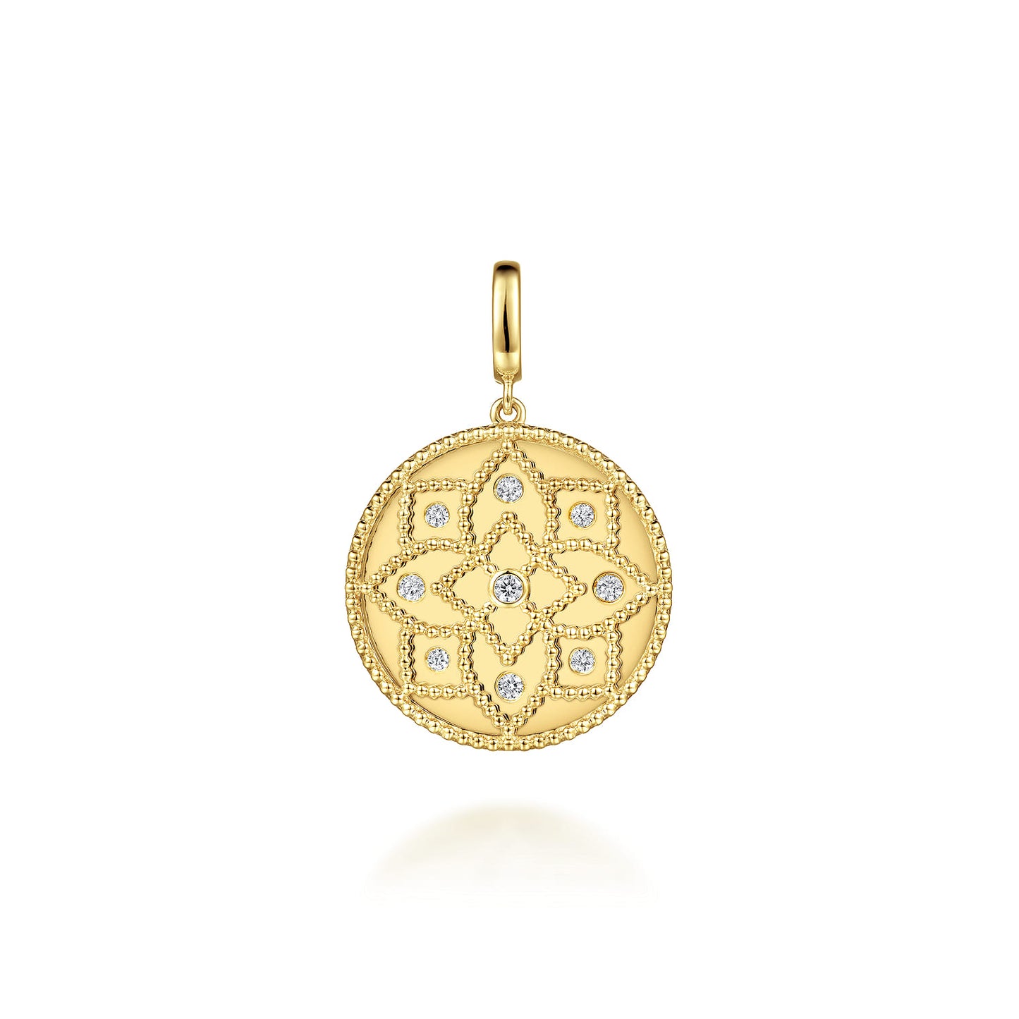 14K Yellow Gold Bujukan and Diamond Medallion Pendant.