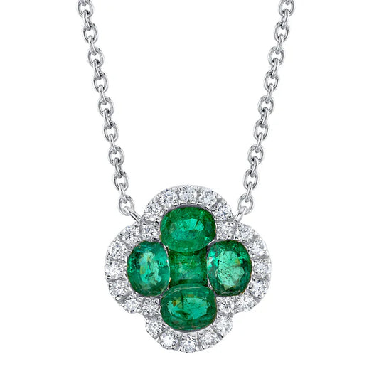 Diamond and Emerald Clover Pendant