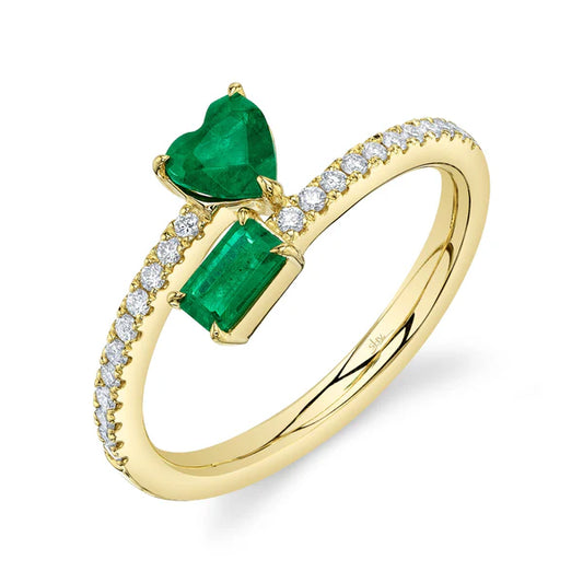 Diamond and Emerald Heart Ring