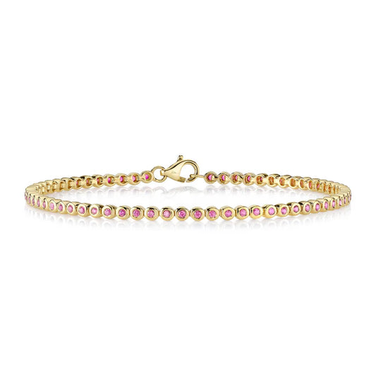 Pink Sapphire Bezel Tennis Bracelet