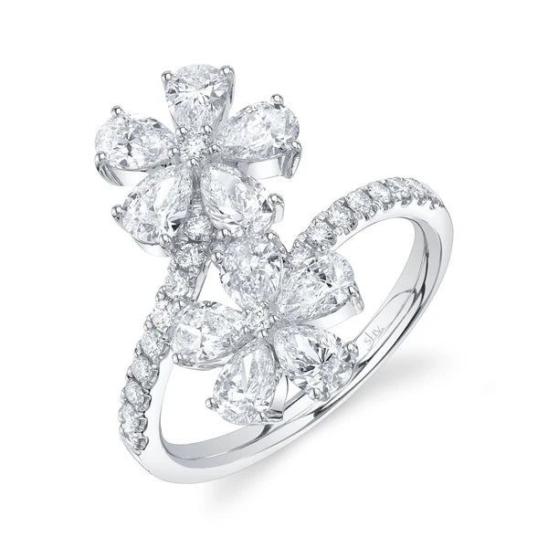 Diamond Pear Flower Ring