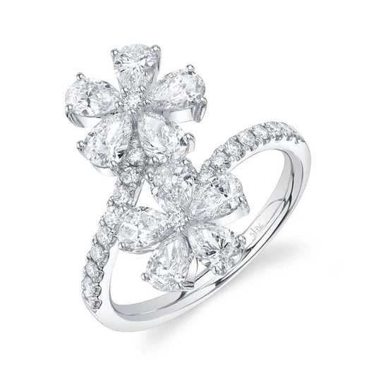 Diamond Pear Flower Ring