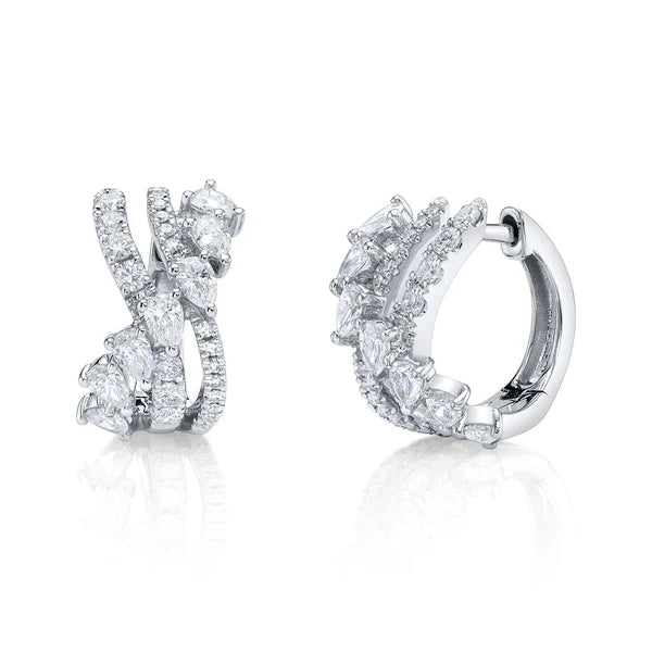 Diamond Pear Bridge Huggie Earring
