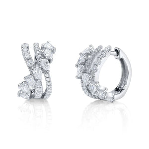 Diamond Pear Bridge Huggie Earring