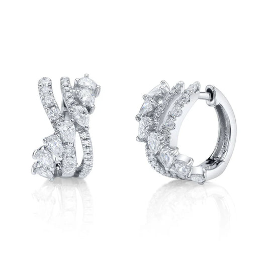 Diamond Pear Bridge Huggie Earring