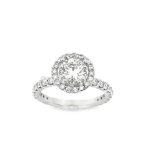 14k White Gold Round Halo Engagement Ring