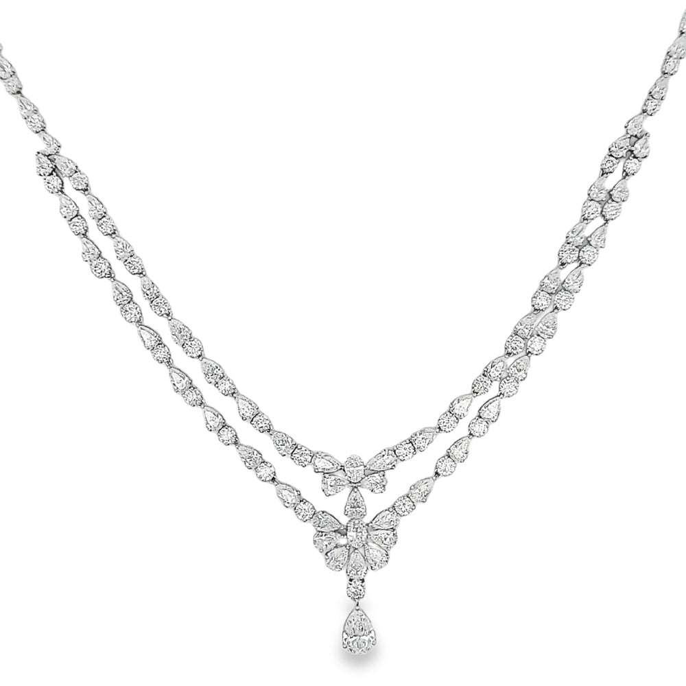 18K White Gold Mosaic Diamond Necklace