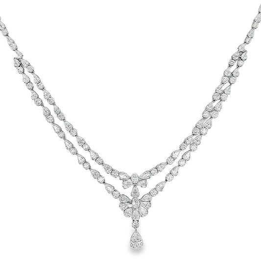 18K White Gold Mosaic Diamond Necklace