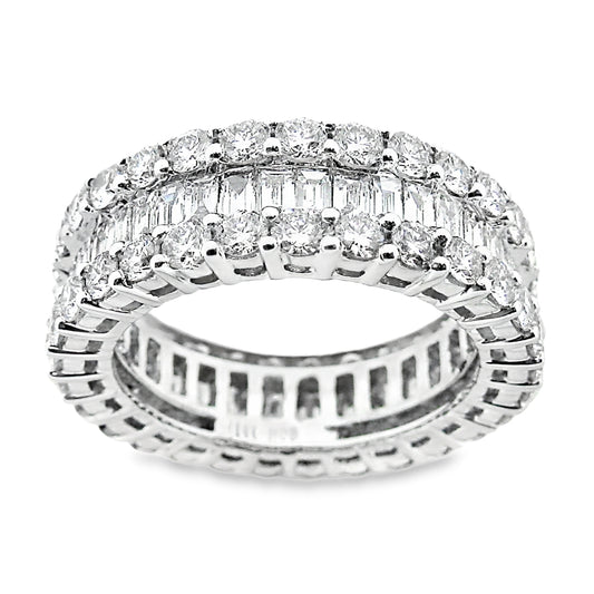 18k White Gold 3 Row Diamond Eternity Band