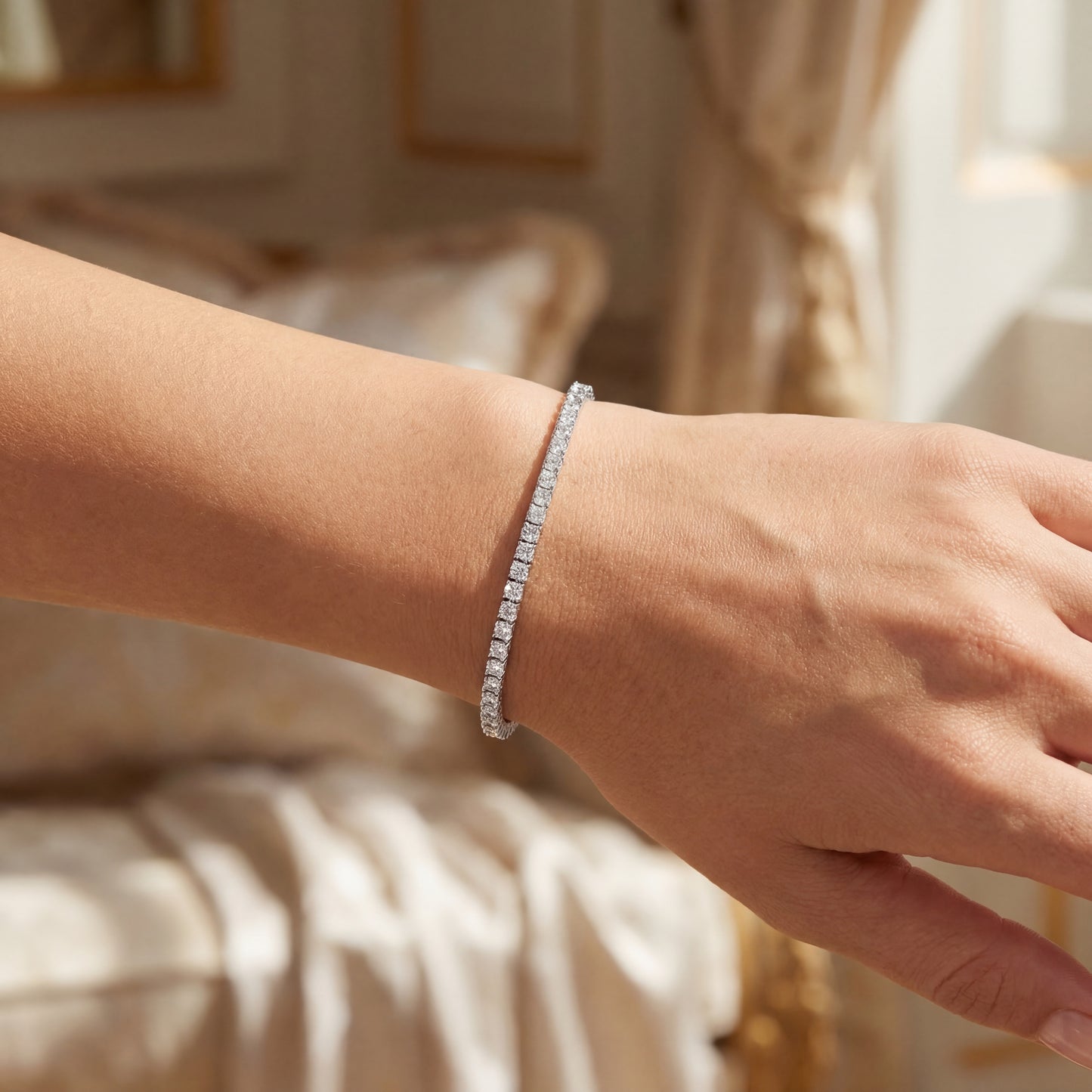 14K White Gold Tennis Bracelet