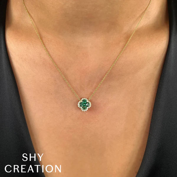 Diamond and Emerald Clover Pendant