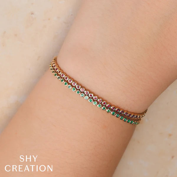 Emerald Bezel Tennis Bracelet
