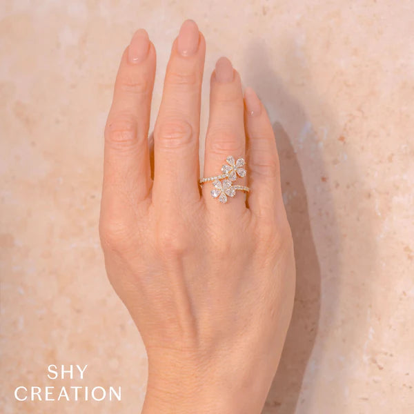 Diamond Pear Flower Ring