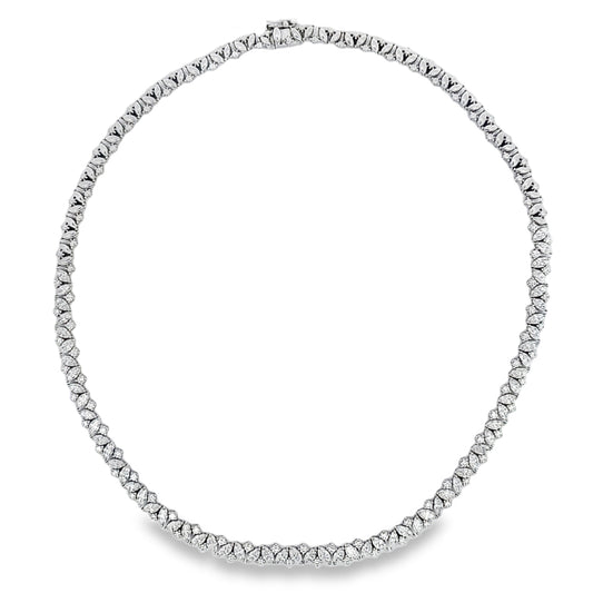 White Gold 16" Marquise and Round Diamond Alternating Neklace 
