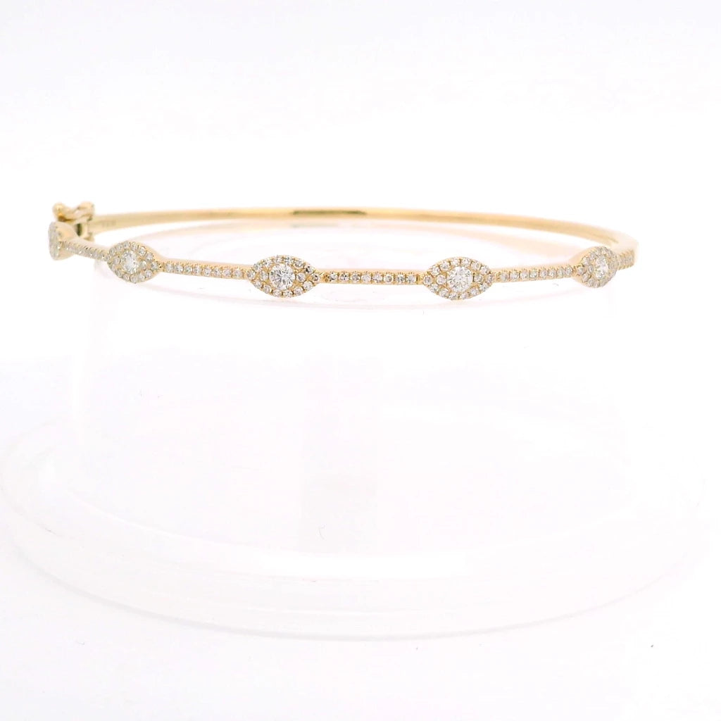 14K Yellow Gold Marquise Diamond Station Bangle