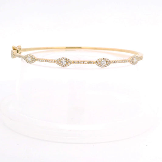14K Yellow Gold Marquise Diamond Station Bangle