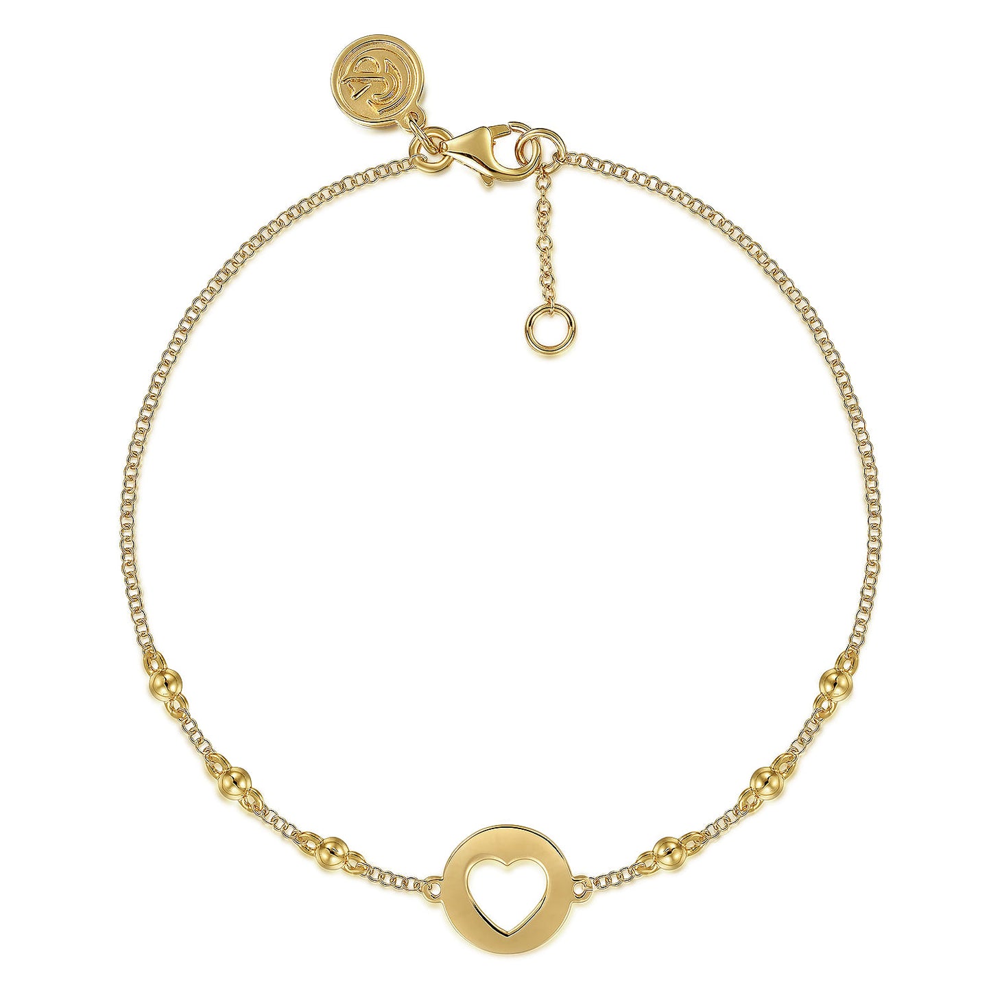14K Yellow Gold Open Heart Bujukan Chain Bracelet