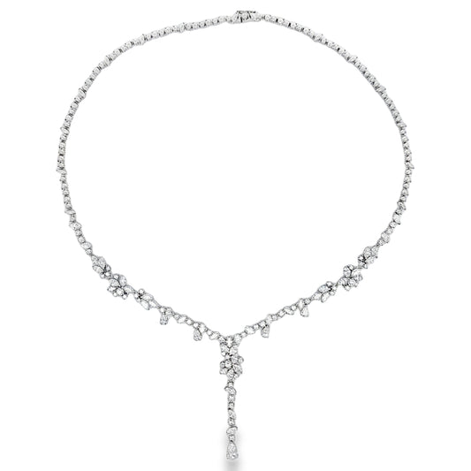 White Gold Alternating Mosaic Diamond 'Y' Necklace 
