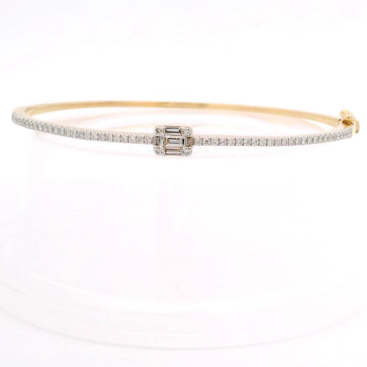 14K Yellow Gold Mosaic Style Diamond Bangle