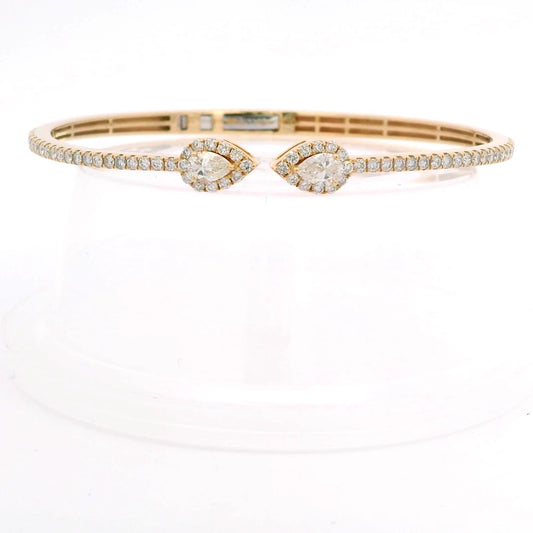 14K Yellow Bangle With Pear Shaped Diamonds
