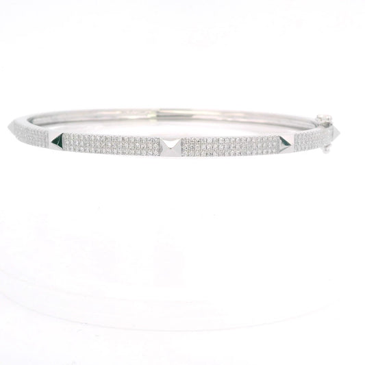 14K White Gold Pyramid Station Bangle