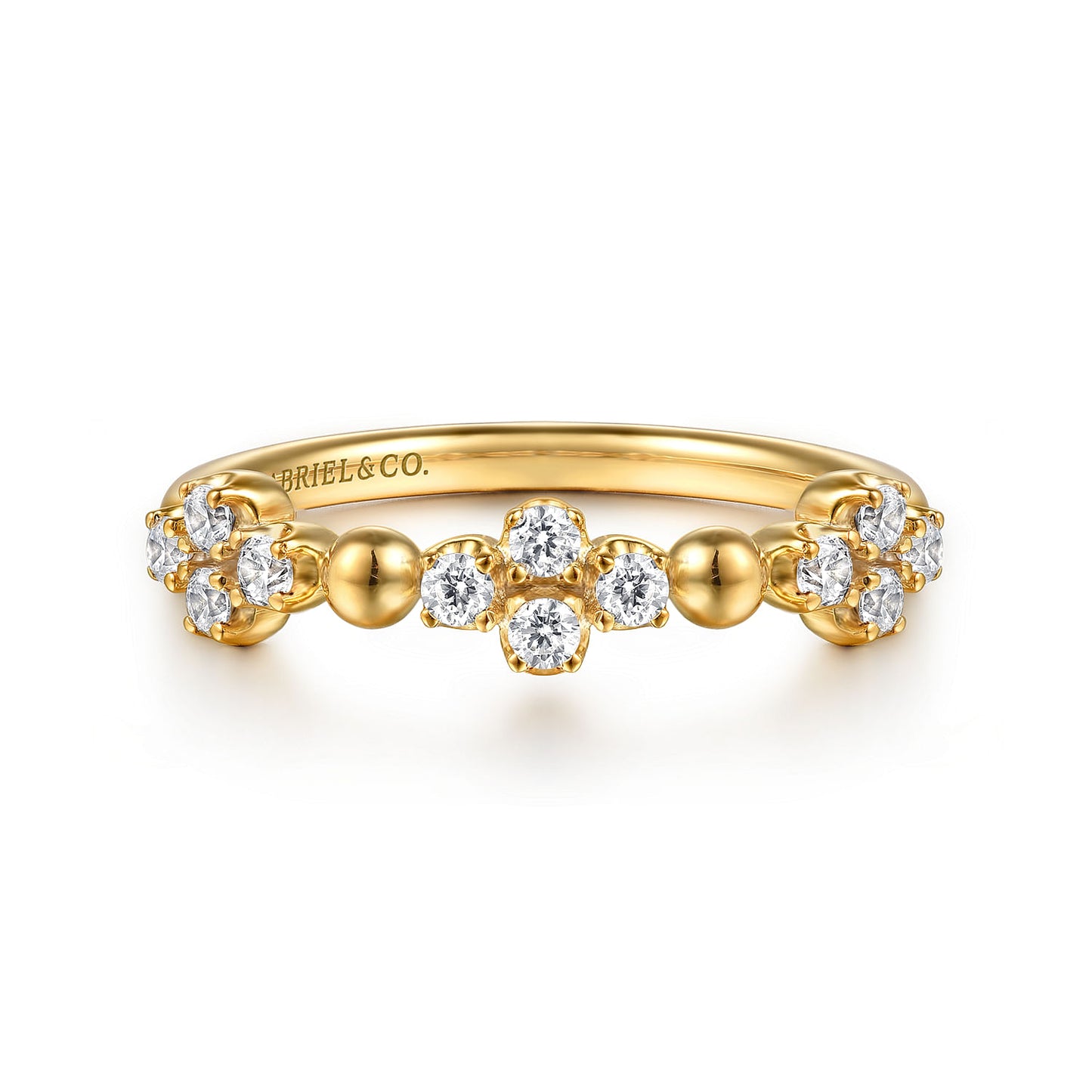 14K Yellow Gold Bujukan and Diamond Clover Stackable Ring