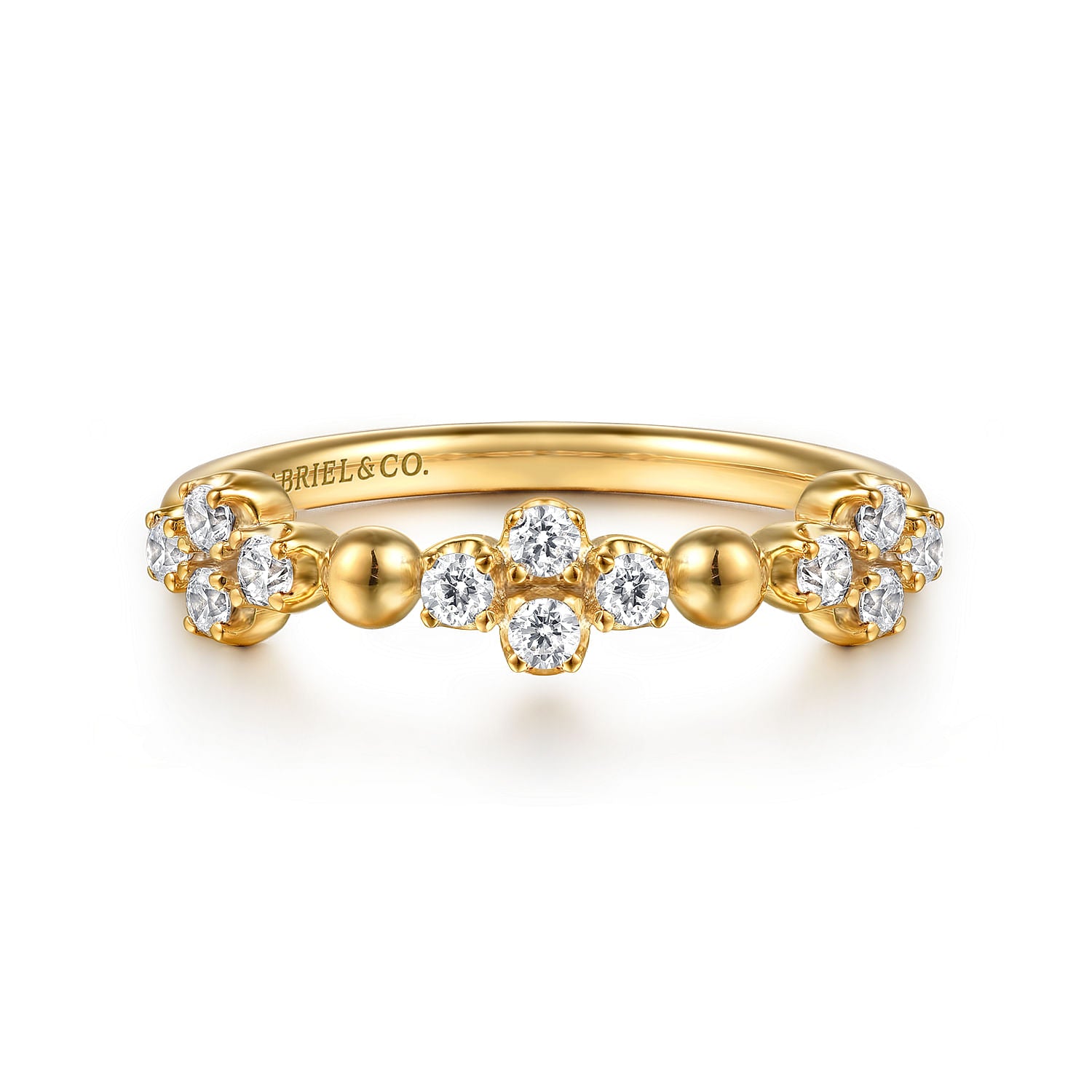 14K Yellow Gold Bujukan and Diamond Clover Stackable Ring