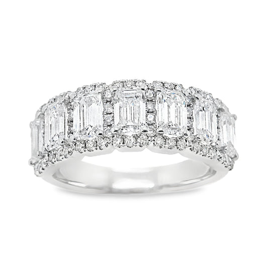 White Gold Emerald Cut Halo Ring 