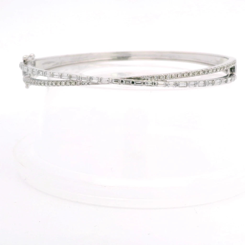 14K White Gold Criss Cross Bangle