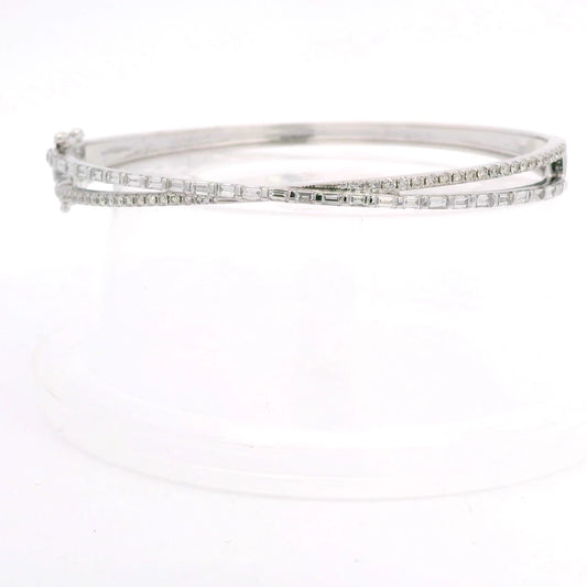 14K White Gold Criss Cross Bangle
