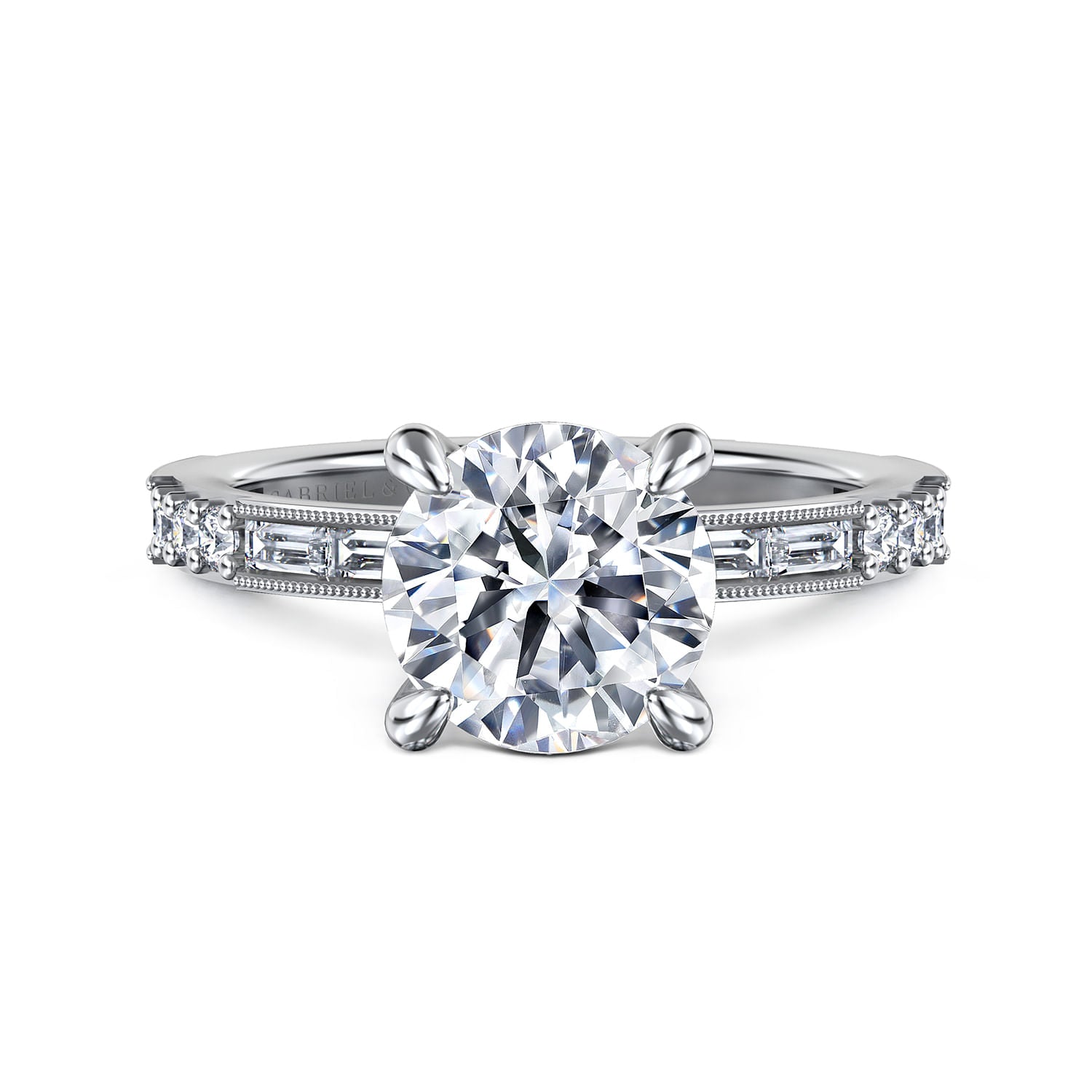 Art Deco 14K White Gold Round Diamond Channel Set Engagement Ring