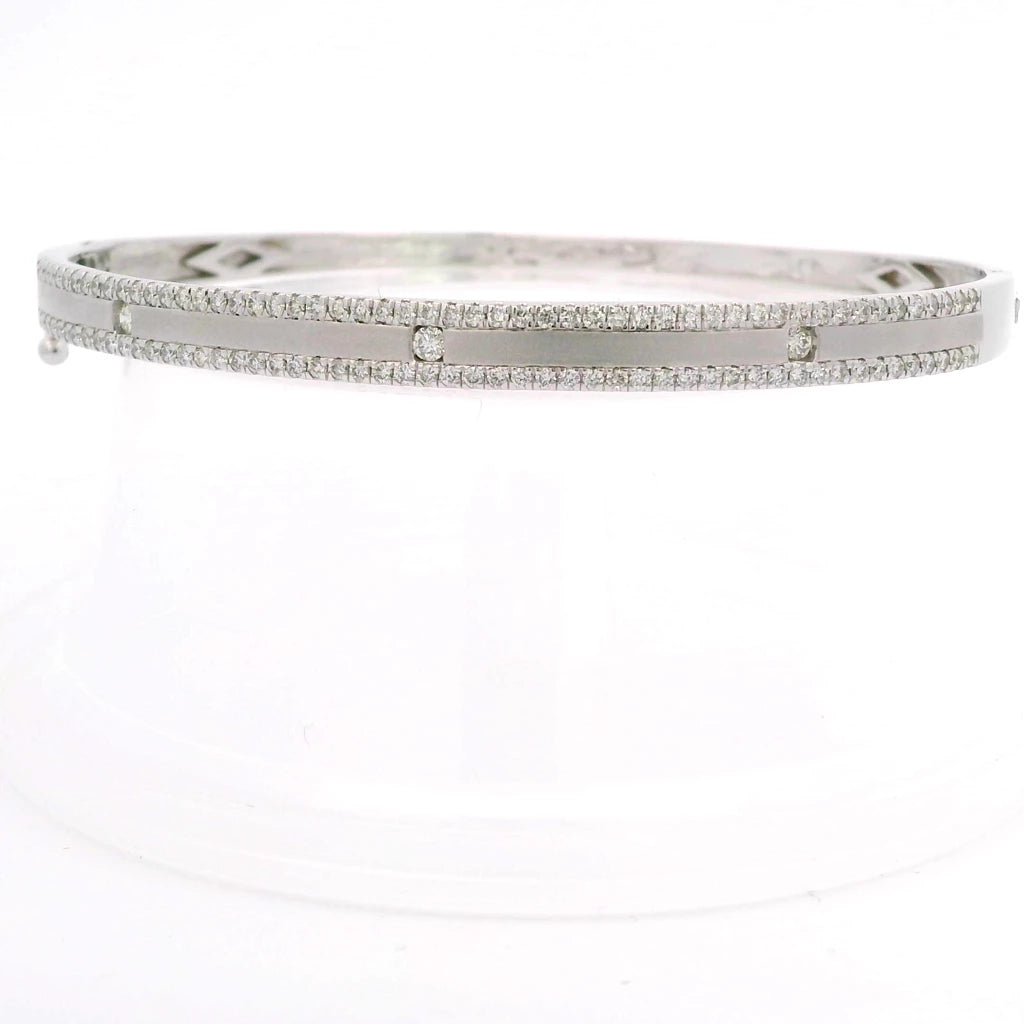 14K White Gold Pave Diamond Bangle